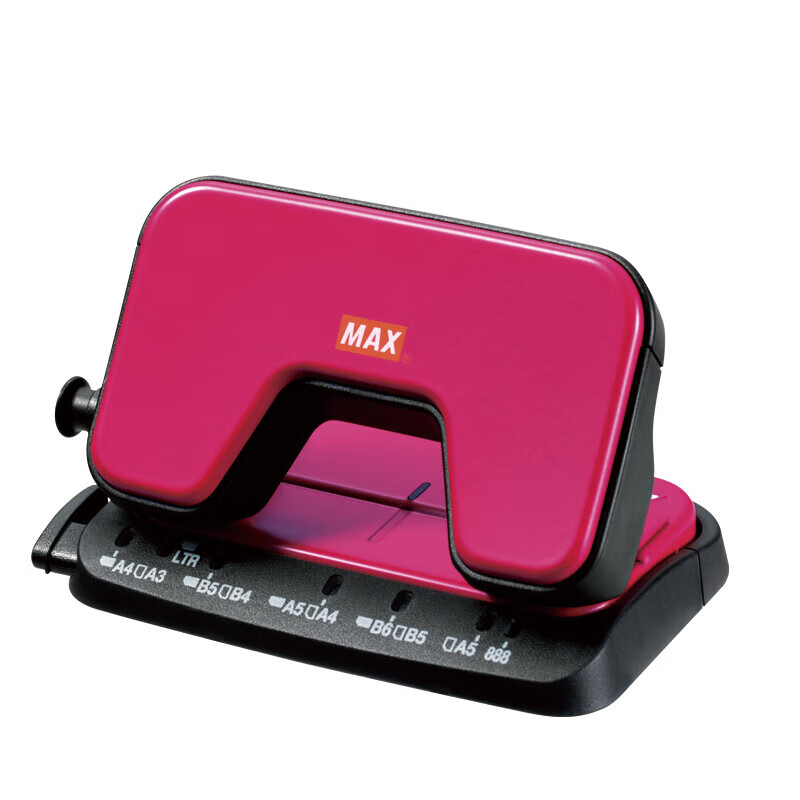 MAX Multi-Purpose Two-Hole Puncher, Labor-Saving Office File Round Hole Puncher (Punches 12 Sheets/60g), DP-15T, Pink