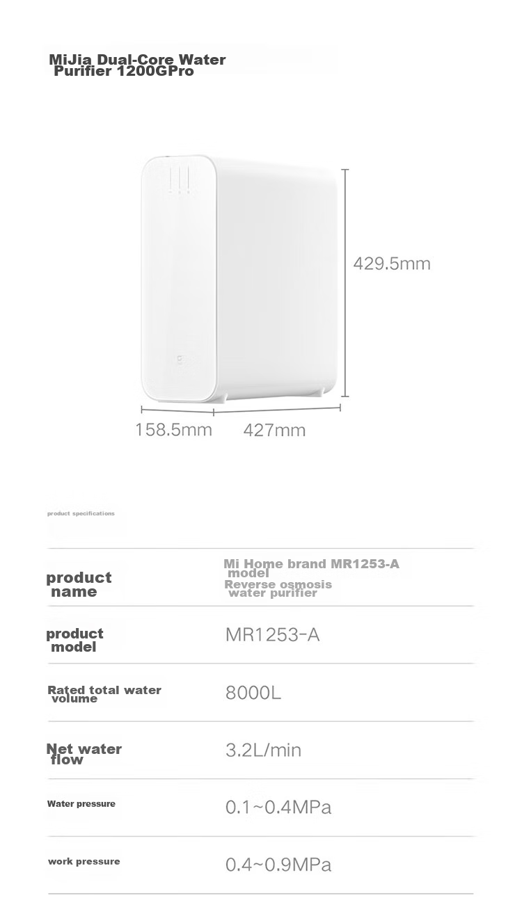Mijia Xiaomi Water Purifier, Under-Sink Dual-Core 1200G Pro, 8-Year Long-Lasting Main RO, Dual RO Mother And Baby Grade Ultra-Pure Water Quality Kitchen Under-Sink Water Purification Machine MR 1253-A 27
