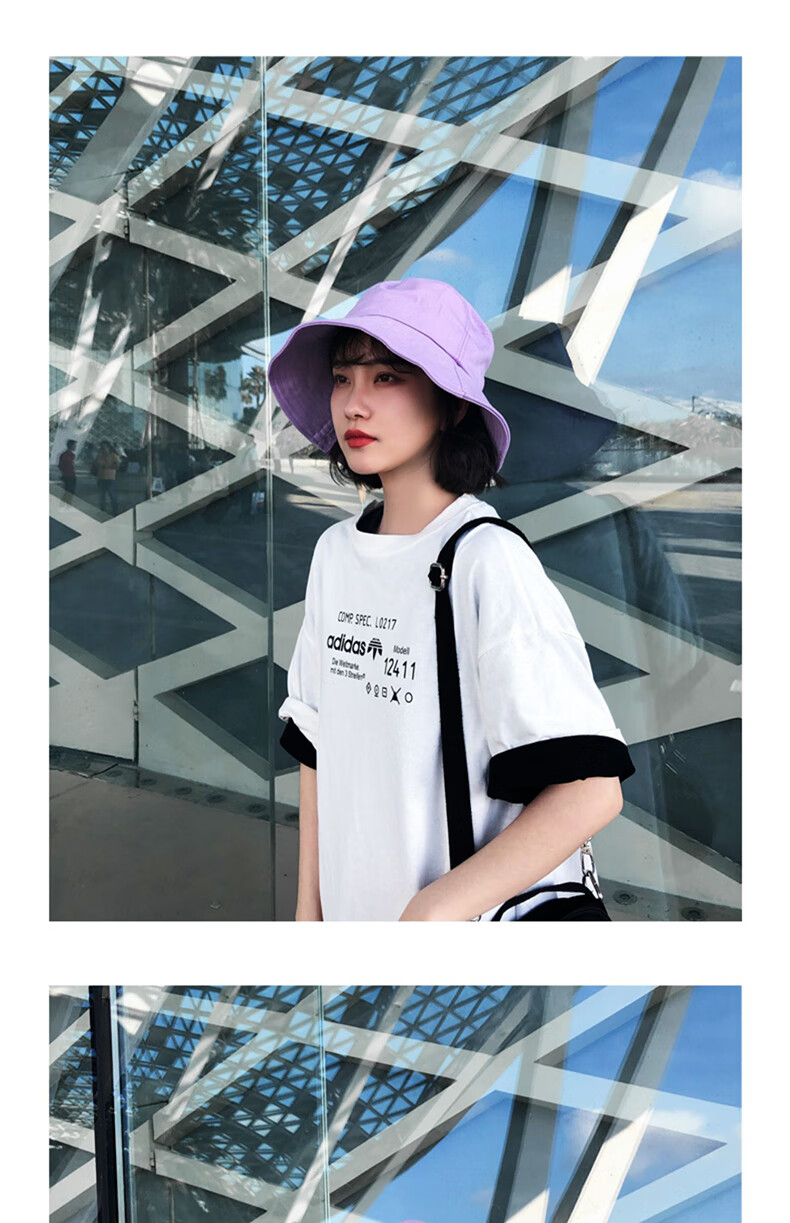 XUEXIMAN Solid Color Fisherman Hat Women Korean Style Versatile Japanese Sun Protection Sunshade Bucket Hat Slim Face Bare Face Hat 13