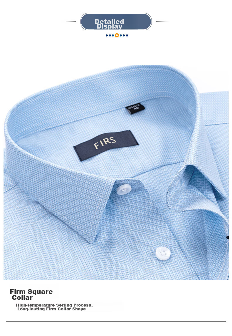 FIRS Long-Sleeve Shirt for Men, Spring And Autumn Business Casual Antibacterial Versatile Dress Shirt, Lake Blue, Size 44 15