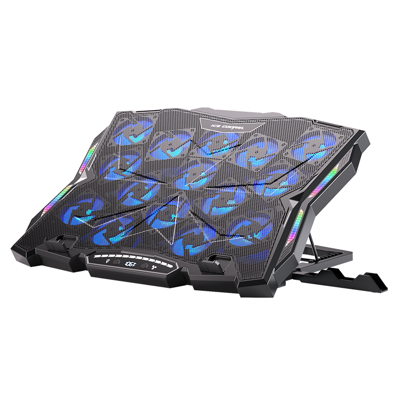 ICE COOREL K12 Laptop Cooling Pad Stand, Laptop Stand for Gaming Laptops, Adjustable Height Foldable Riser, Compatible with 17.3-Inch Lenovo Legion And Mechanical Revolution Laptops