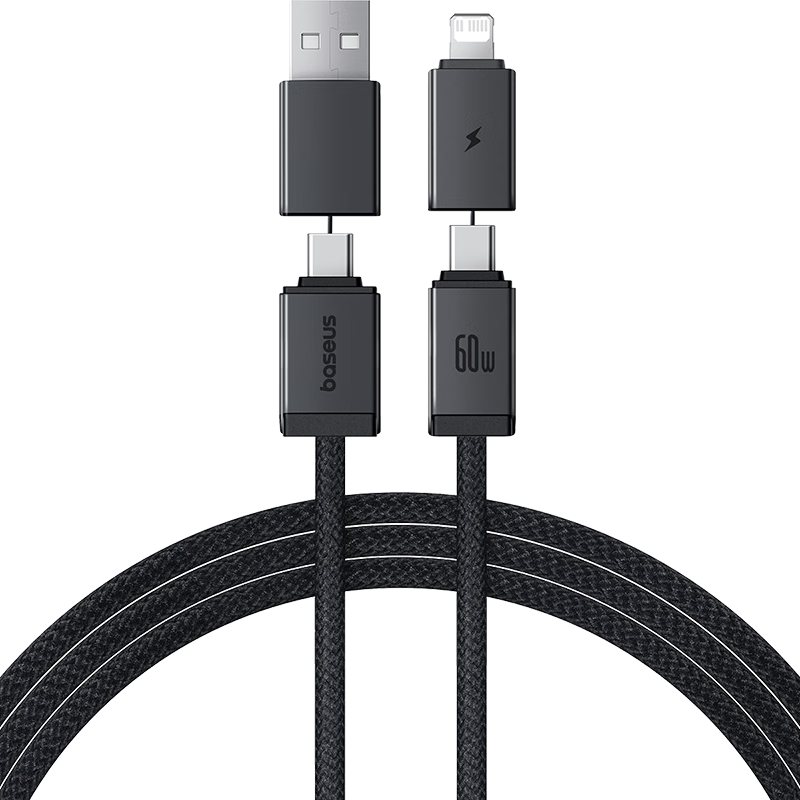 Baseus Data Cable, Apple Charging Cable, 16/15 Huawei Mate70 Super Fast Charging PD60w Multi-Functional Braided Cable, Two-To Flash Charging Multi-Head Universal TpyeC Charging Cable for Car Use