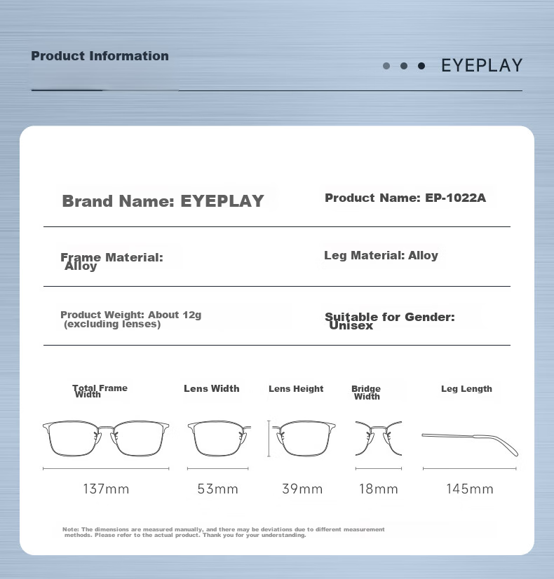 EYEPLAY Anti-Blue Light Radiation Myopia Eyebrow Frame Glasses, Lightweight Comfortable Computer Protective Eyewear, Prescription Available, Professional Glasses Fitting for Back to School 6