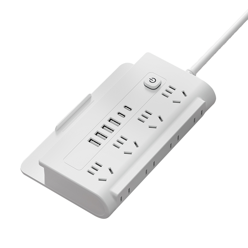 Sushiermo Wall-Climbing Phone Holder Multifunctional Power Strip Socket Extension Cord 4USB+2Type-C 8-Outlet Master Control 2.8M Cable