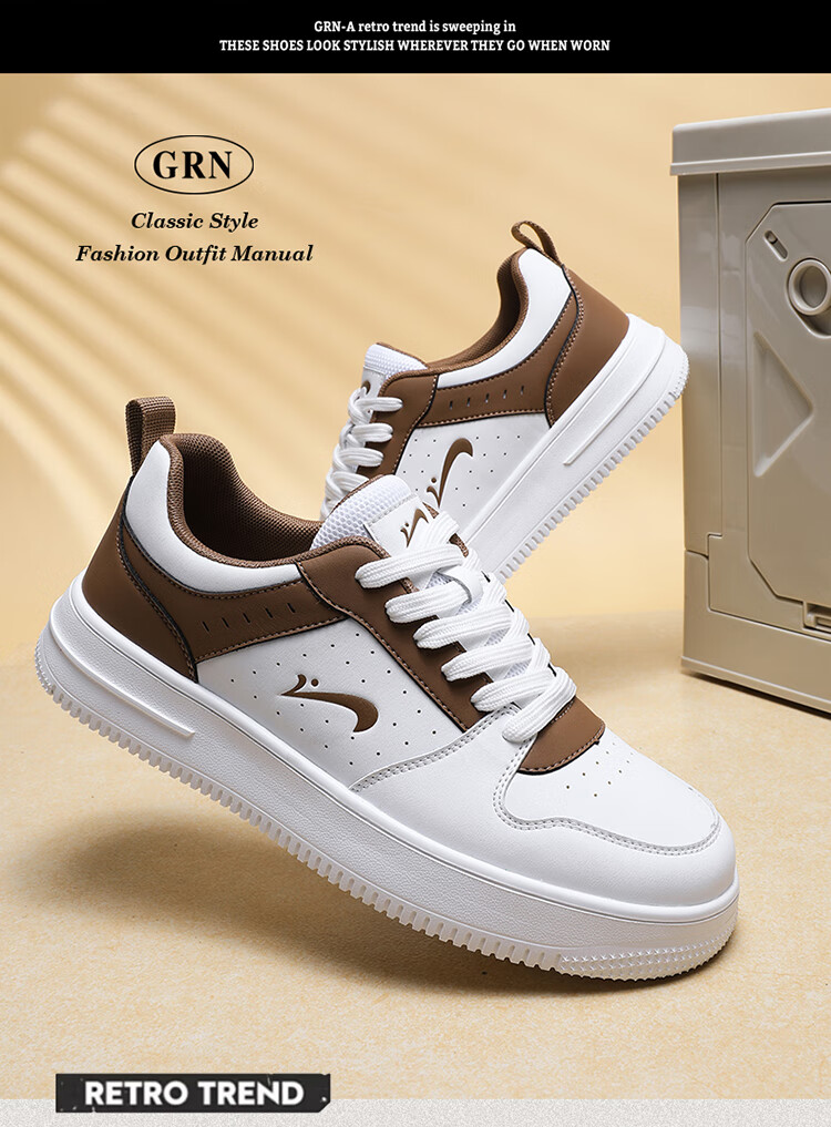 Guirenniao Men's Casual Sneakers New Couple's Thick-Soled Sports Shoes White/Red Size 41 2