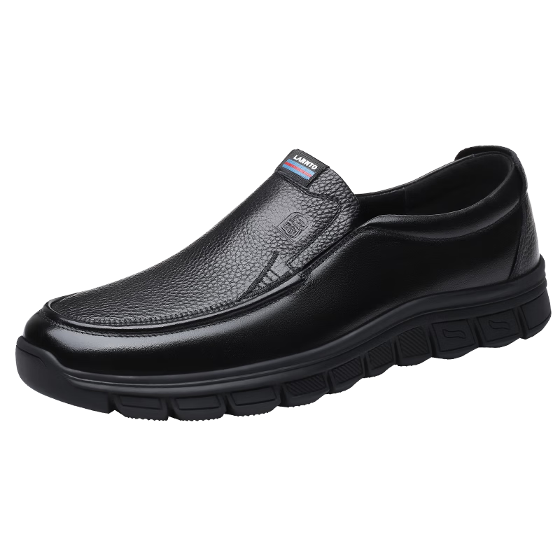 LAORENTOU Men's Autumn Business Formal Soft Leather Soft Sole Middle-aged Casual Dad Shoes A90223 Black 41