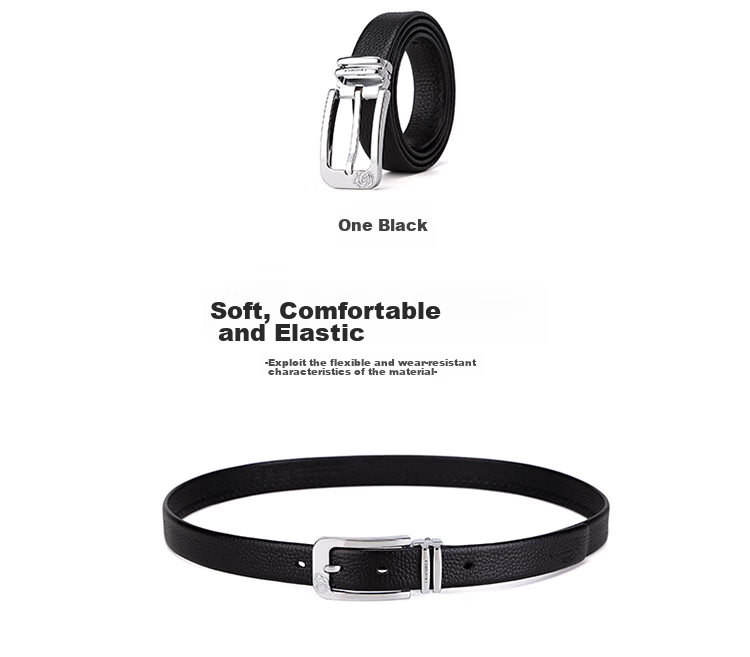 CROCODILE Genuine Top-Grain Leather Women's Pin Buckle Belt, Versatile Waistband, Birthday Gift for Girlfriend, T1806 Black 2