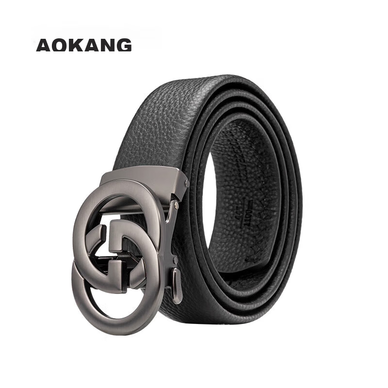 Aokang Men's Automatic Buckle Belt, Top-Grain Leather, Business Trouser Belt, Birthday Gift for Husband