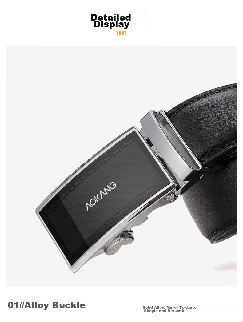 Aokang Men's Automatic Buckle Belt, Business Casual Waistband, Birthday Gift for Husband 7