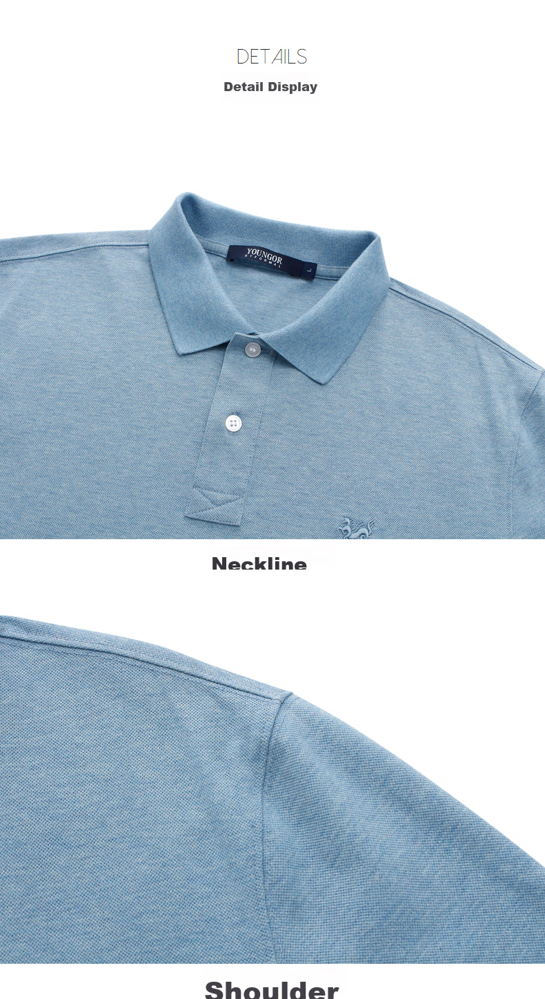 YOUNGOR Men's T-Shirt, Summer Young Men's Business Casual Short-Sleeve T-Shirt, GSPC533011IFA, Light Blue, Size S 12