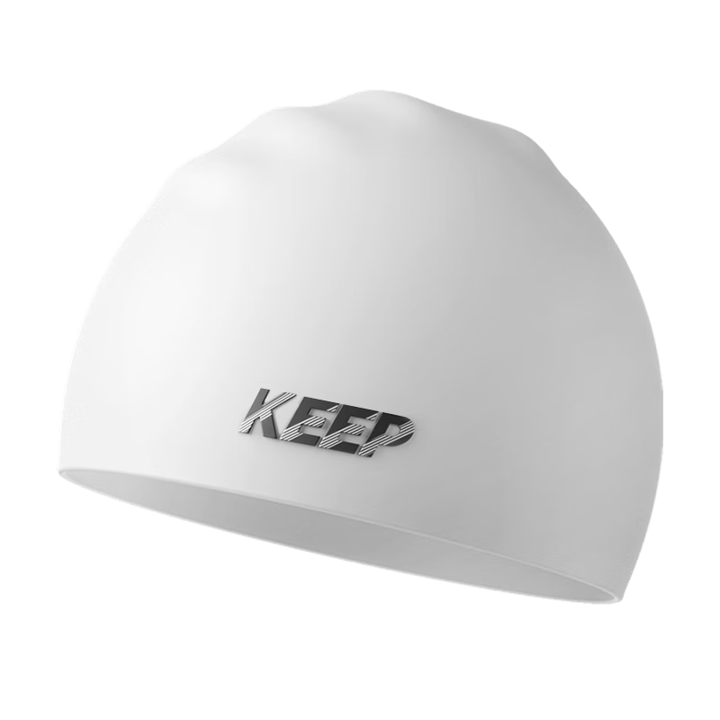 Keep Swimming Cap, Unisex Silicone Waterproof Swim Cap, Highly Elastic Enlarged Long Hair Ear Protection Adult Cap, 055 White
