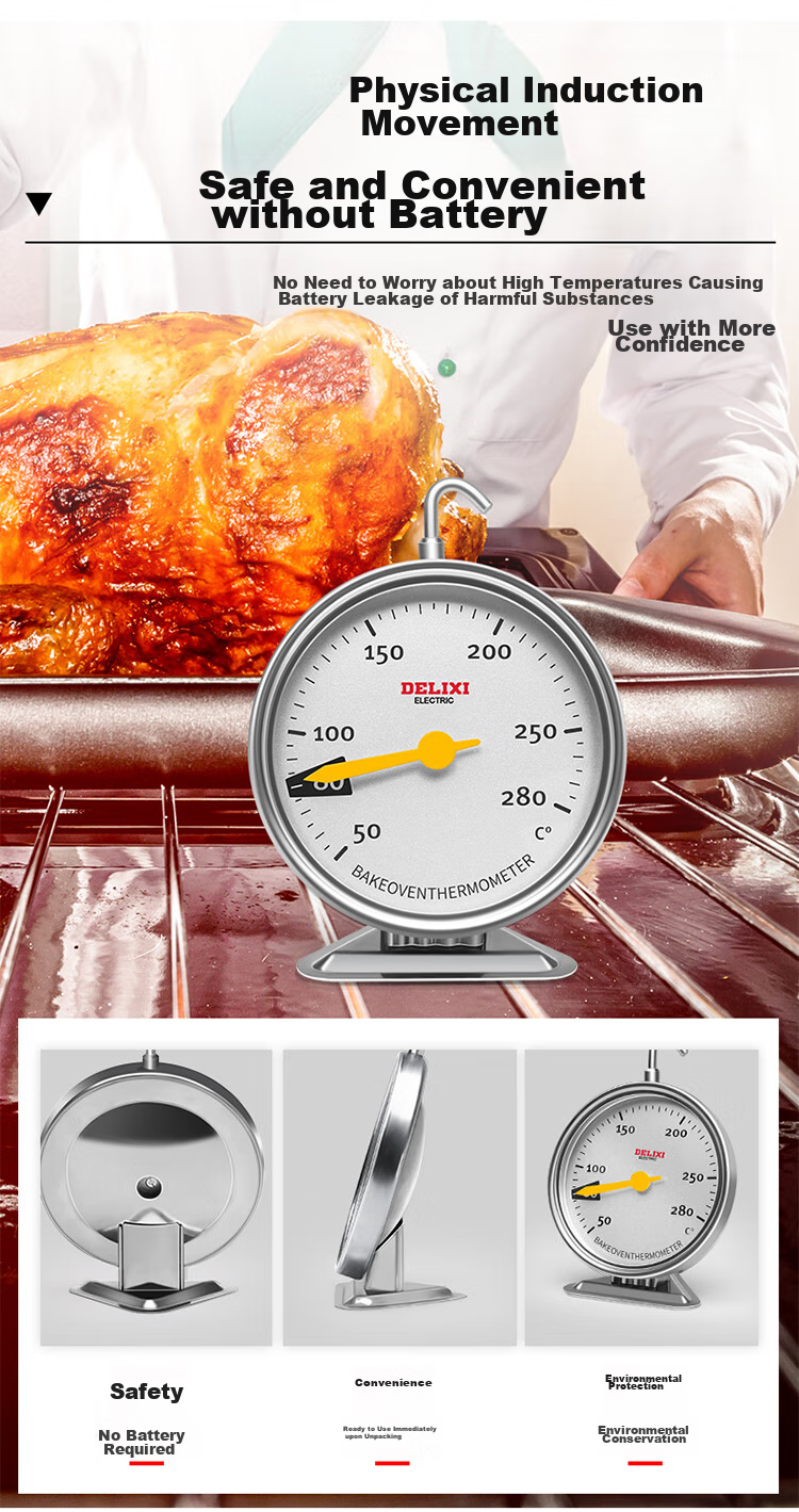 DELIXI ELECTRIC 304 Stainless Steel Oil Thermometer, 20-280°C, for Kitchen Baking And Deep Frying, Quick Temperature Measurement, No Battery Required 7