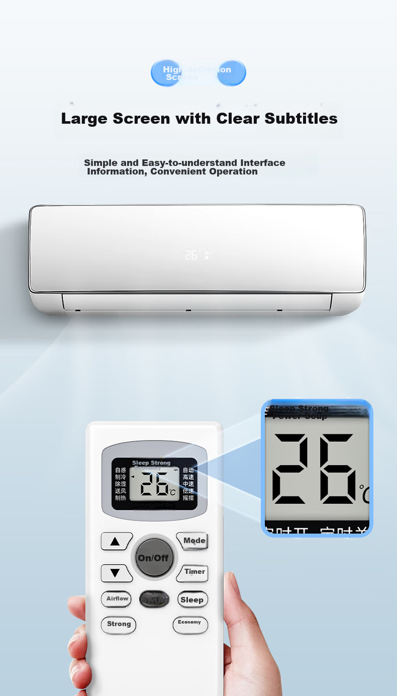 Yeebarle Universal Remote Control for TCL Air Conditioners, Compatible with Wall-Mounted Units, Ceiling-Mounted Units, Multi-Unit Systems, Window Units, Cooling And Heating Central Air Conditioning, Model 5425 8