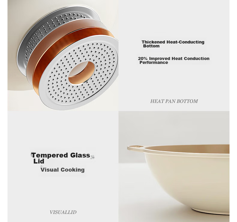 Amercook Titanium Non-Stick Maifan Stone Frying Pan Flat Bottom Wok for Home Use Compatible with Induction Cooker and Gas Stove 25
