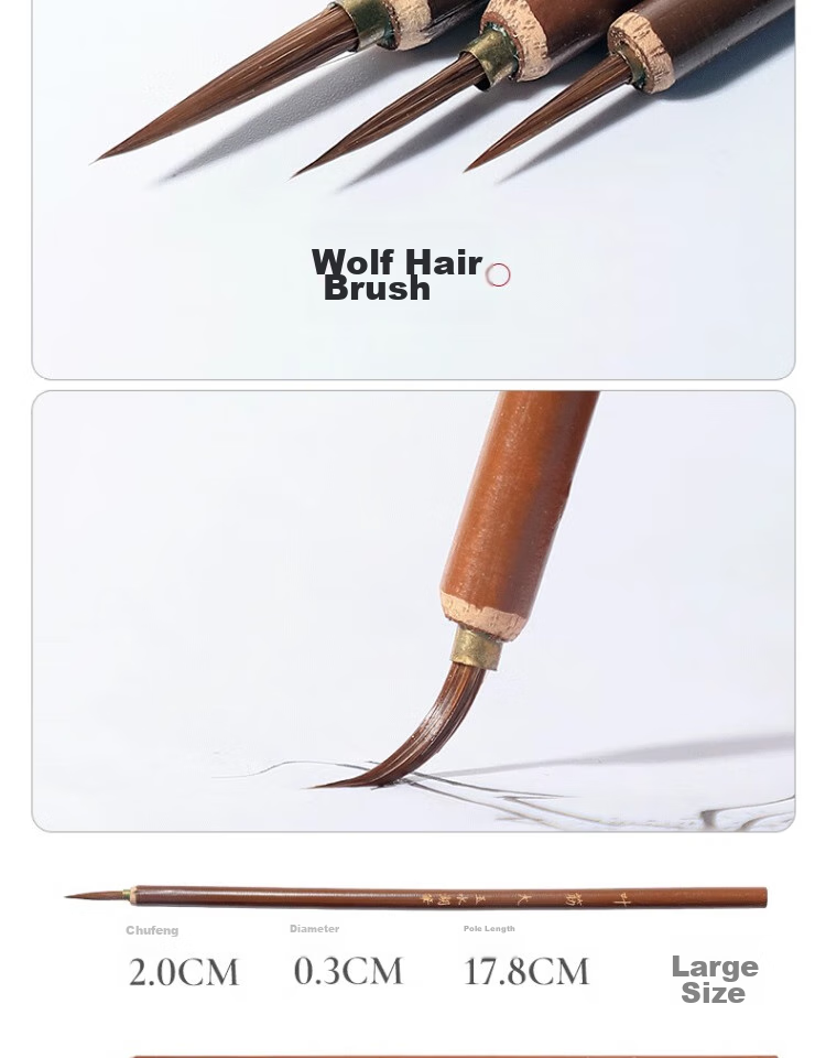Yushuihu 3-Piece Set of Fine Brush Calligraphy Wolf Hair Brushes for Chinese Painting, Art-Specific Flower Branches And Outline Brushes, White-Style Drawing Brushes, Mouse Whisker And Wolf Sheep Hook Line Brushes with Fine Tips, Floral And Bird Painting Brush Set 8
