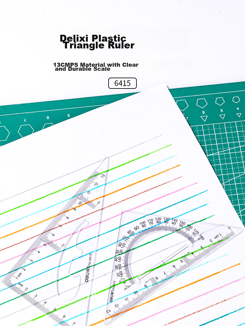Deli 13cm Triangular Ruler, Equal-Sided Right Angle Triangle Ruler + Hypotenuse Triangle Ruler, High Transparency Wear-Resistant with Protractor, 2-Piece Set, College Entrance Exam Blessing Gift 1
