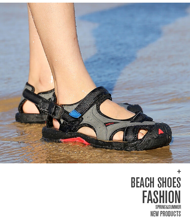 HUMTTO Summer Beach Sandals Outdoor Camping Creek Shoes Men's Lightweight Breathable Closed-Toe Sandals Brown/Black Size 39 11
