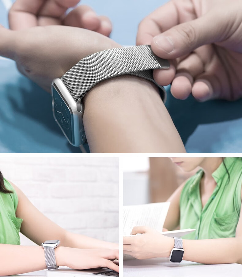 BWNK Compatible Apple Watch Band Series 7-8 Milanese Magnetic Metal Strap Stainless Steel Silver 45mm S76543 Qixi Gift Fine Steel Braided 8