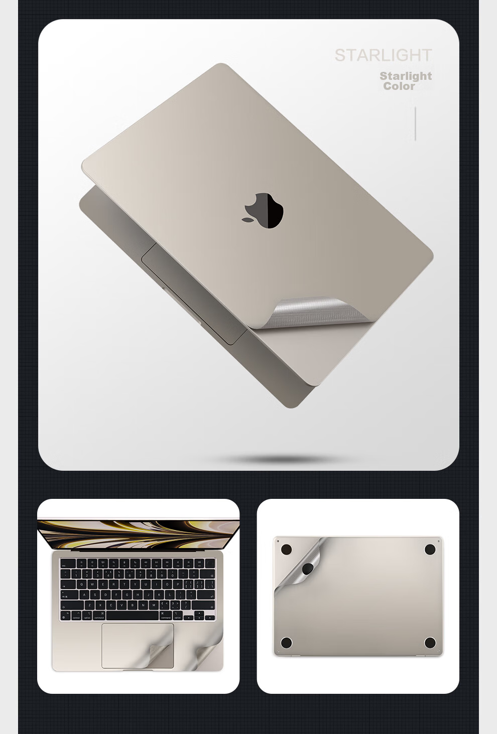 Jichuan Apple MacBook Pro 14-Inch M5/4/3/2 Body Protective Film for 2026/25/24/23 Models, Laptop Shell Cover, 3M Adhesive Sticker, Gray 11