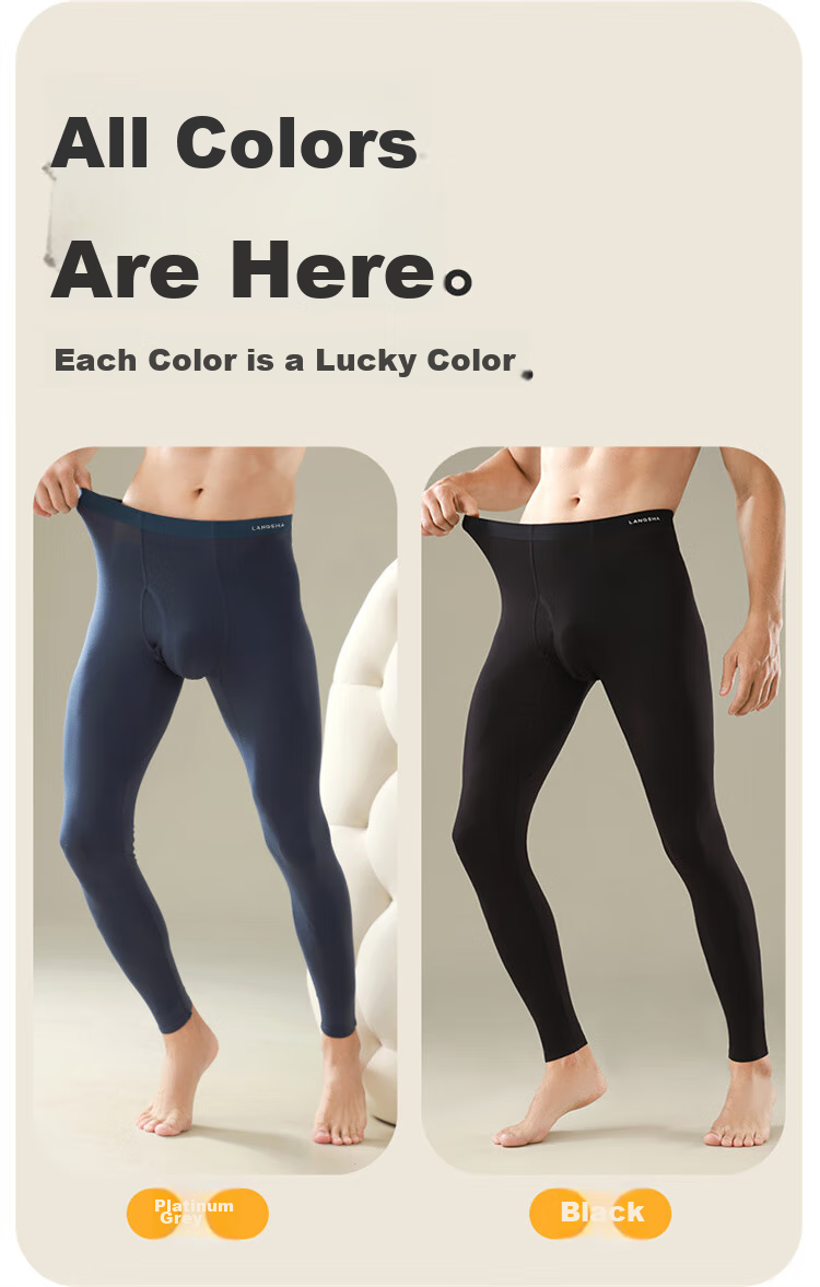 LangSha Men's Seamless Slim-Fit Antibacterial Thermal Underwear Long Johns Base Layer Pants for Autumn And Winter 14