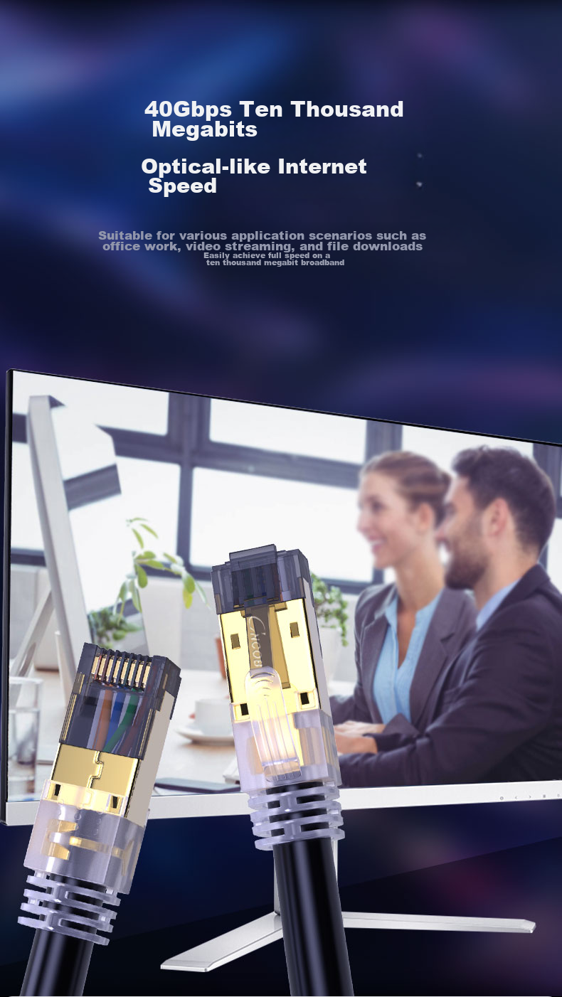 CNCOB Cat8 Ethernet Cable, Engineering Grade Double-Shielded Pure Copper 8-Core Twisted Pair Cable, Gaming Network Cable, 10 Gigabit Patch Cord, Home Computer Network Connection Cable, Cat8 Cable 2 Meters CN-5003 3