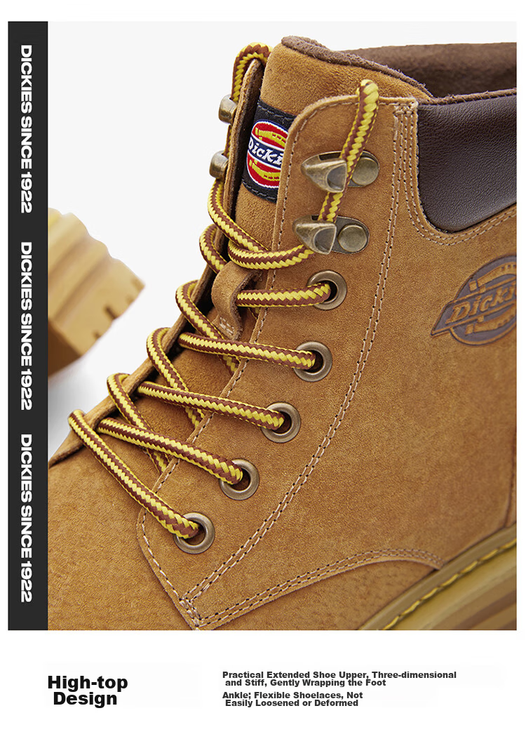 Dickies Men's High-Top Martin Boots, Fashionable Work Boots for Couples, Khaki with Fleece Lining, Size 40 (Unisex) 11