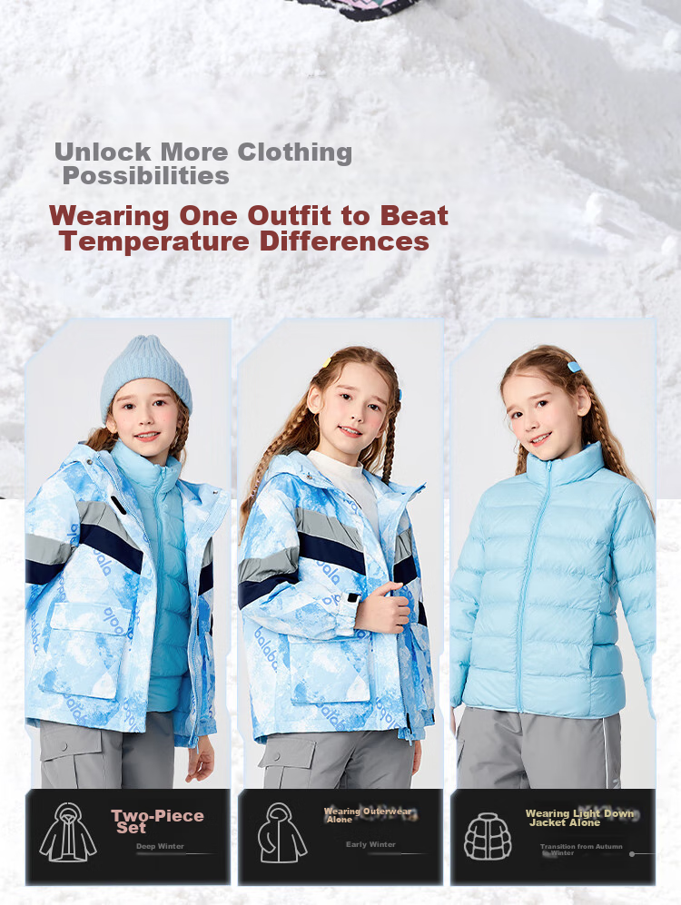 BALABALA Children's down Jacket, Boys And Girls New Winter Thickened Warm Two-Piece Set, Windproof Waterproof Breathable Technology 7