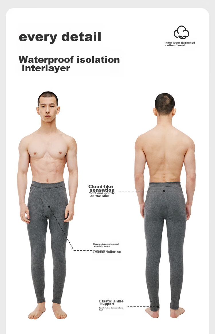 HLA Men's Autumn Long Johns, Pure Cotton 100%, 210g 10A Antibacterial And Anti-Mite Cotton Thermal Underwear, Warm Pants, Single Pants 13