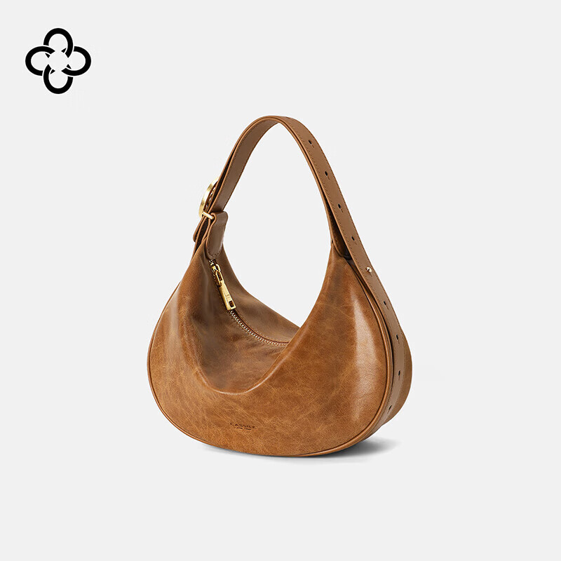 CASSILE Women's Handbag, Top-Grain Leather, Crescent Moon Design, Underarm Crossbody Bag, Practical Gift for Wife on May 20th