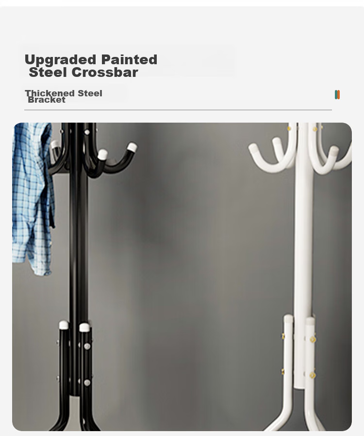 Anerya Iron Coat Rack, Floor-Standing Bedroom Clothes Hanger, Simple Indoor Garment Stand, White 6