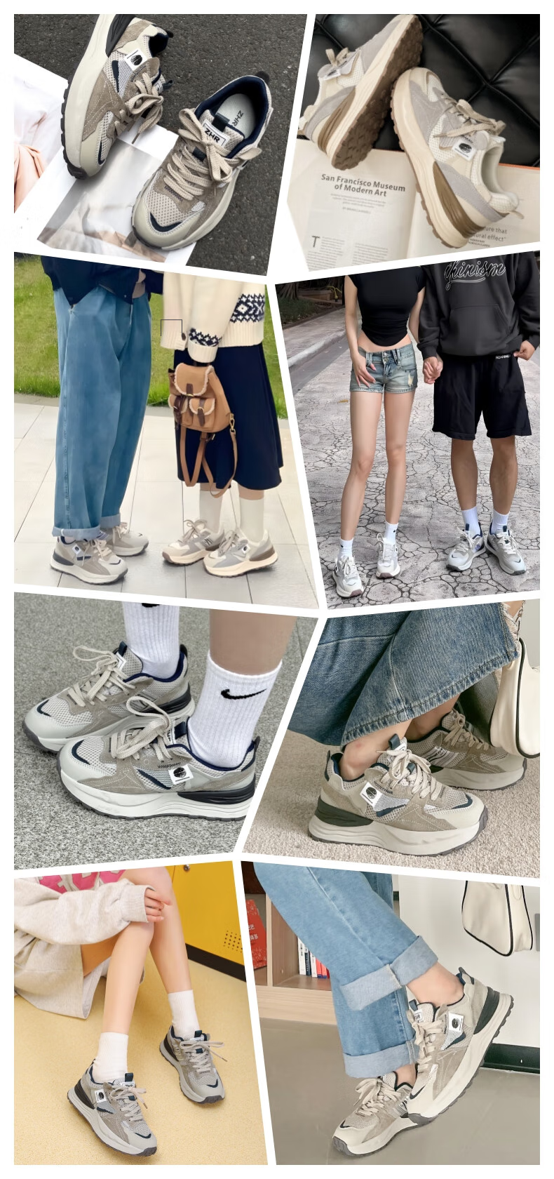 ZHR Dad Shoes for Women, Couples' Thick-Soled Heightening Casual Shoes, Fashionable Sports Shoes for Men And Women, G666 Gray Blue, Size 38 1