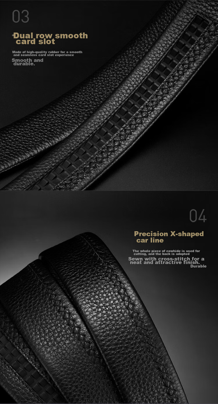 GOLF Men's Double-Sided Top-Grain Leather Belt, No Buckle Belt, Automatic Buckle Waist Belt, Buckleless Trouser Belt 8