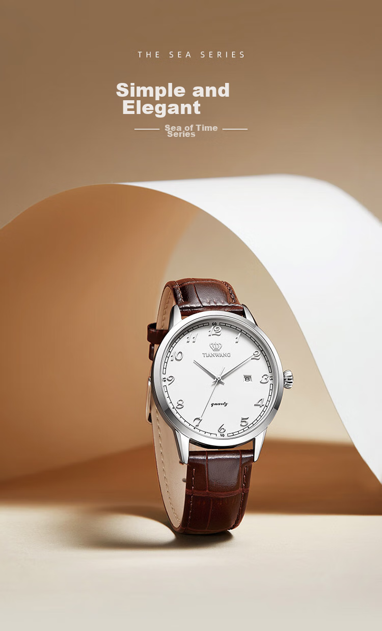 TIAN WANG Men's Watch, Student Watch Canghai Series Leather Strap Quartz White GS3886S.D.LC1.W 2