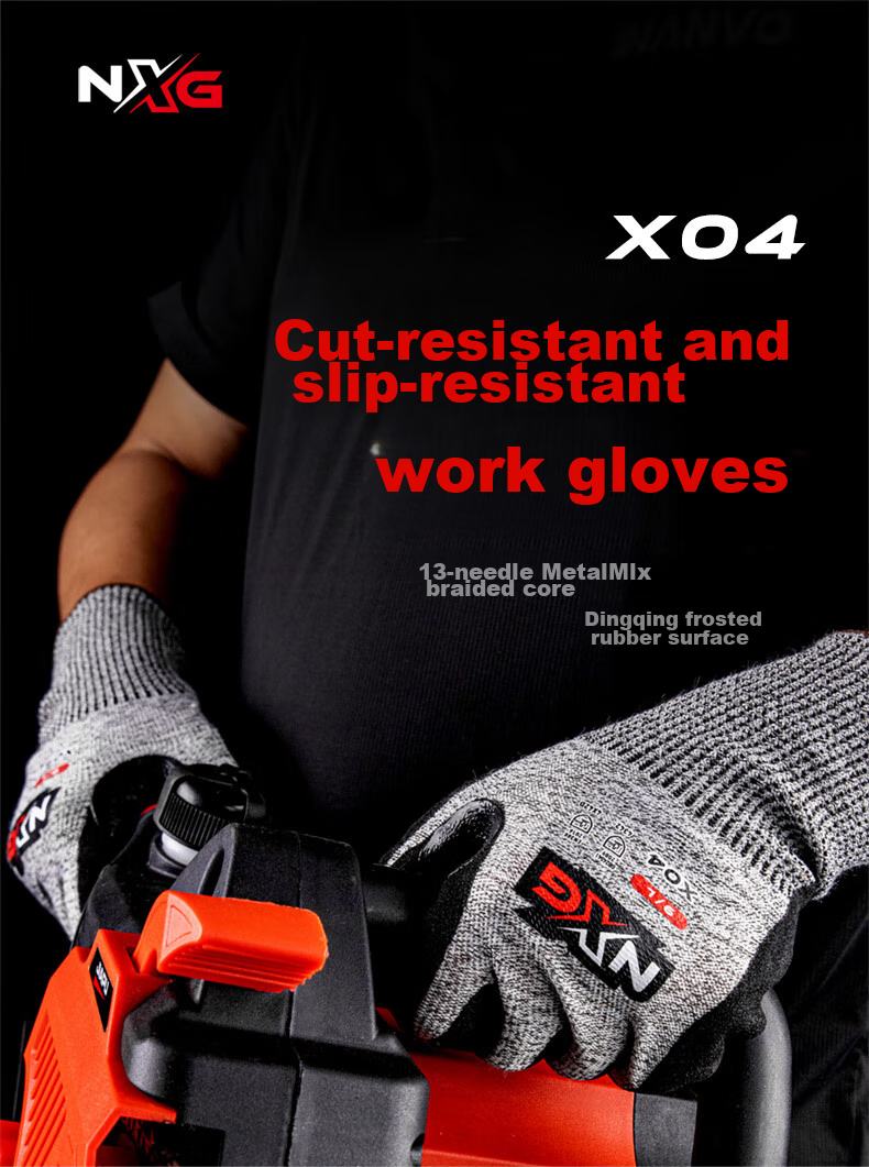 NXG Level 5 Cut-Resistant Gloves, Nitrile Coated Anti-Cutting Non-Slip Wear-Resistant Five-Finger Knife-Proof Work Protection X04-L Size 1