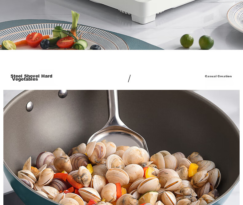 DES LON (DESLON) Titanium-Containing 99% Non-Stick Wok, No Coating, Home Use, Smokeless, Flat Bottom, Suitable for Gas Stove And Induction Cooker, Non-Stick Frying Pa 8