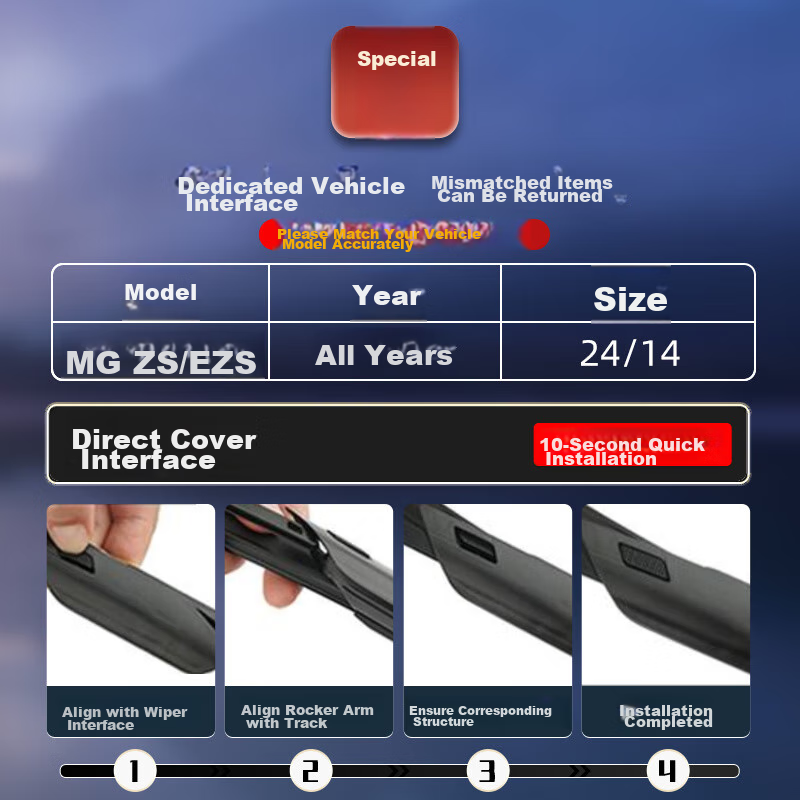 Aolin Boneless Wiper Blade, for SAIC Maxus ZS/Maxus EZS, Wiper Blade for MG ZS/EZS, Original Size, A-Grade Rubber Strip