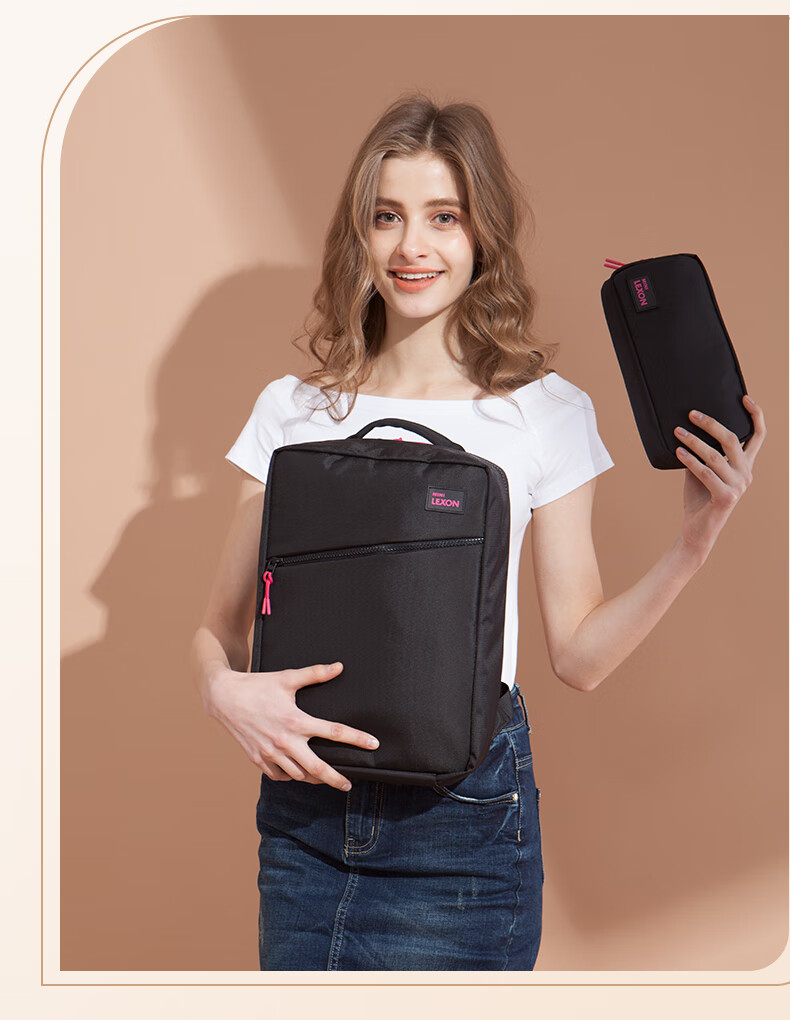 LEXON Women's Backpack, 12/13 Inch Laptop Bag, Casual Lightweight Fashionable School Bag, Travel Toiletry Bag, Black 6