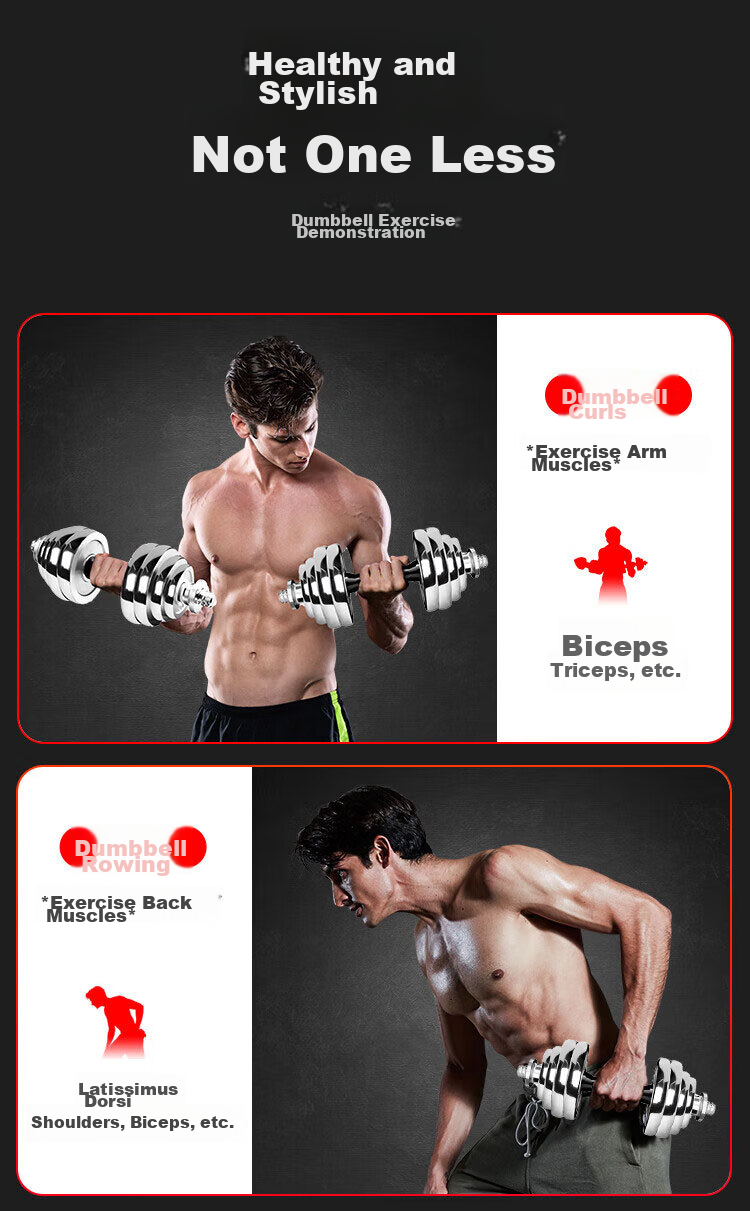 Chengyue Electroplated Dumbbell And Barbell Set, 30kg, Adjustable And Detachable Fitness Equipment for Men And Women, CY-160 Model 23