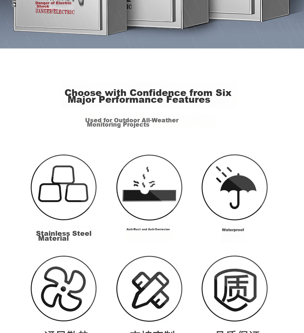COMPCCTV Security Monitoring 304 Stainless Steel Distribution Box Equipment Box Outdoor Low-Voltage Waterproof Box Outdoor Switch Waterproof Box Junction Box 4