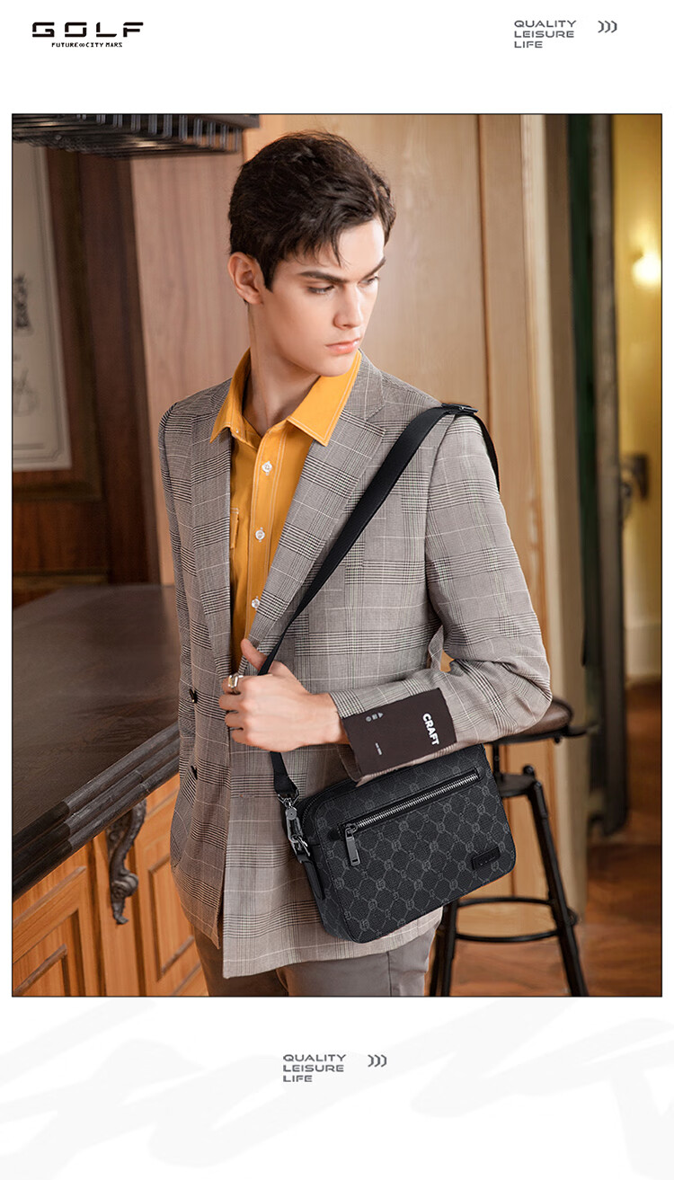 GOLF Shoulder Bag for Men, Printed Crossbody Bag with Multiple Compartments for IPad And Phone, Water-Resistant Business Commuter Bag 5