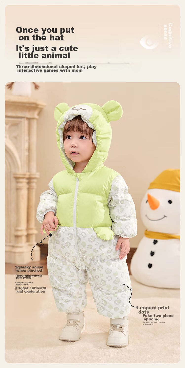 BALABALA Children's Clothing, Baby down Jacket Onesie, New Winter Outfit for Infants, Thickened Warm Romper, Cute Desig 4