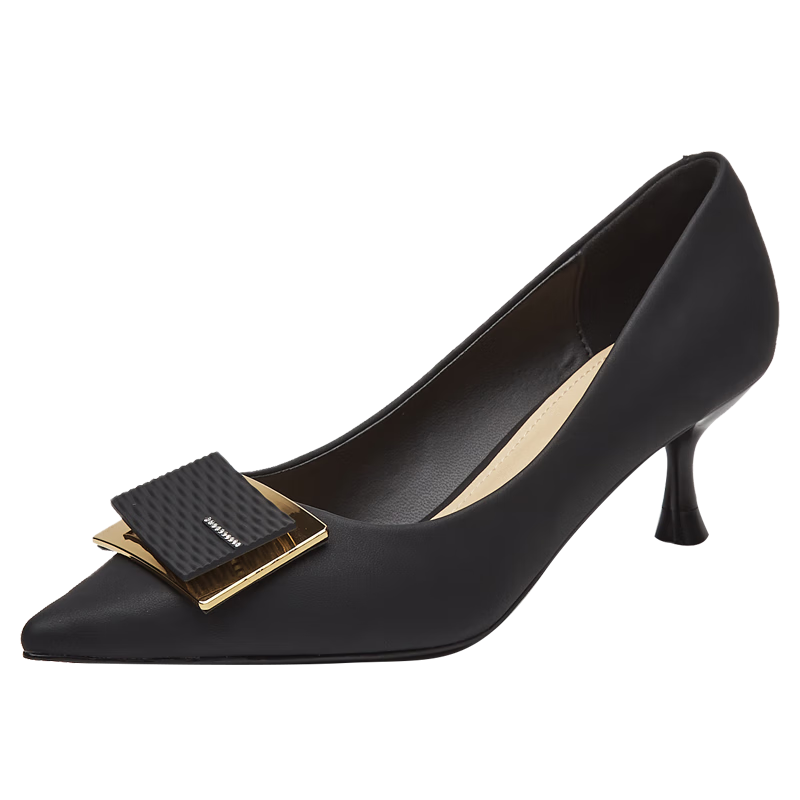 DAPHNE Elegant High Heels for Women, Pointed Toe, Stiletto, Shallow Mouth Pumps, Versatile Work Shoes 4623101023 Black Size 36