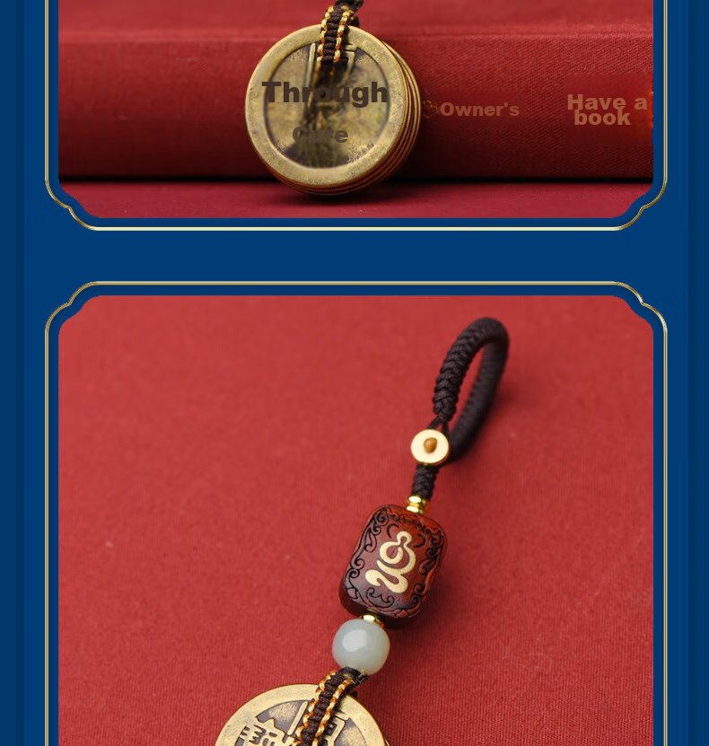 Cilingge Genuine Thickened Copper Wuzi Qian Keychain Pendant, Personalized Creative Car Safety Amulet, Car Charm 9