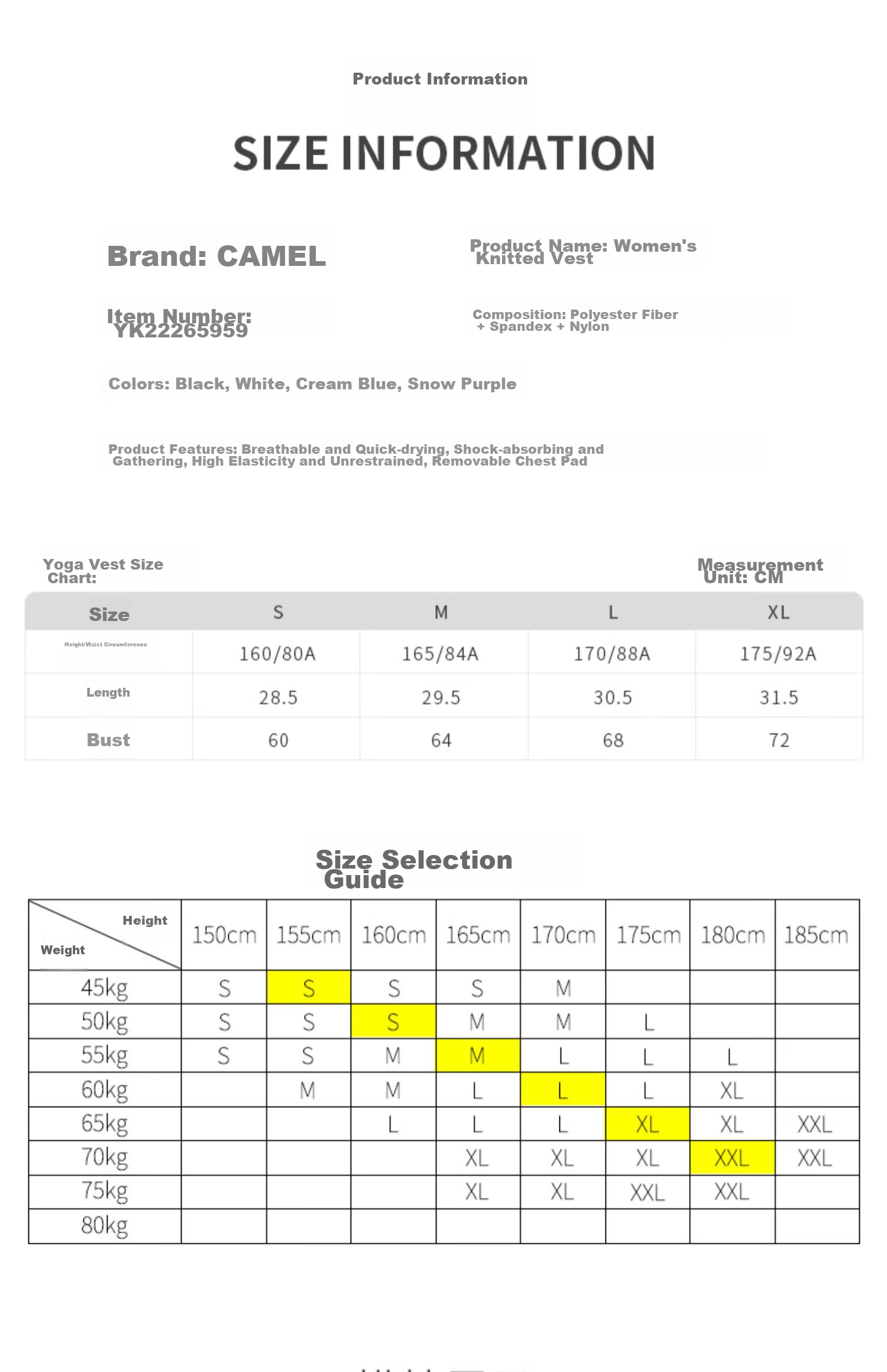 CAMEL Yoga Fitness Tank Top Mesh Backless Bra Running Sports Underwear YK2226L5959 Black S 11