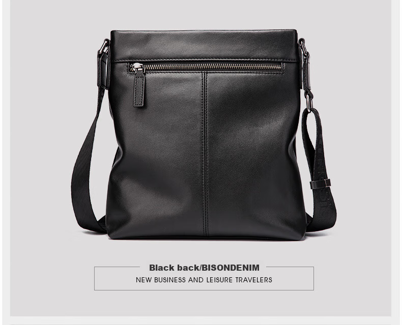 Meizhouyeniou Shoulder Bag, Men's Crossbody Bag, Casual Genuine Leather Men's Bag N2357-1B Black, Birthday Gift for Boyfriend 23