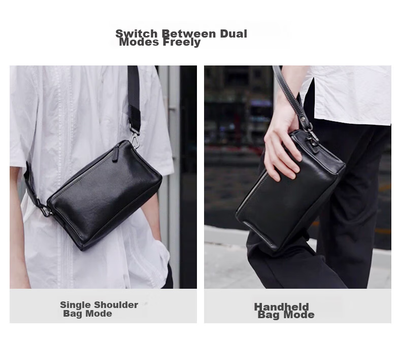 Hush Puppies Narrow Strap Crossbody Shoulder Bag First Layer Cowhide Men's Large Capacity Vintage Messenger Bag Casual Simple Birthday Gift 4