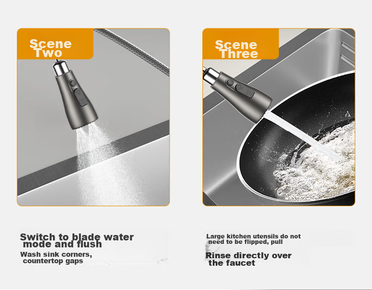 MEJUE Kitchen Faucet, Pull-Out Tap, Healthy Sink Hot And Cold Tap, 360° Rotating Vegetable Washing Basin Tap Z-1119 17