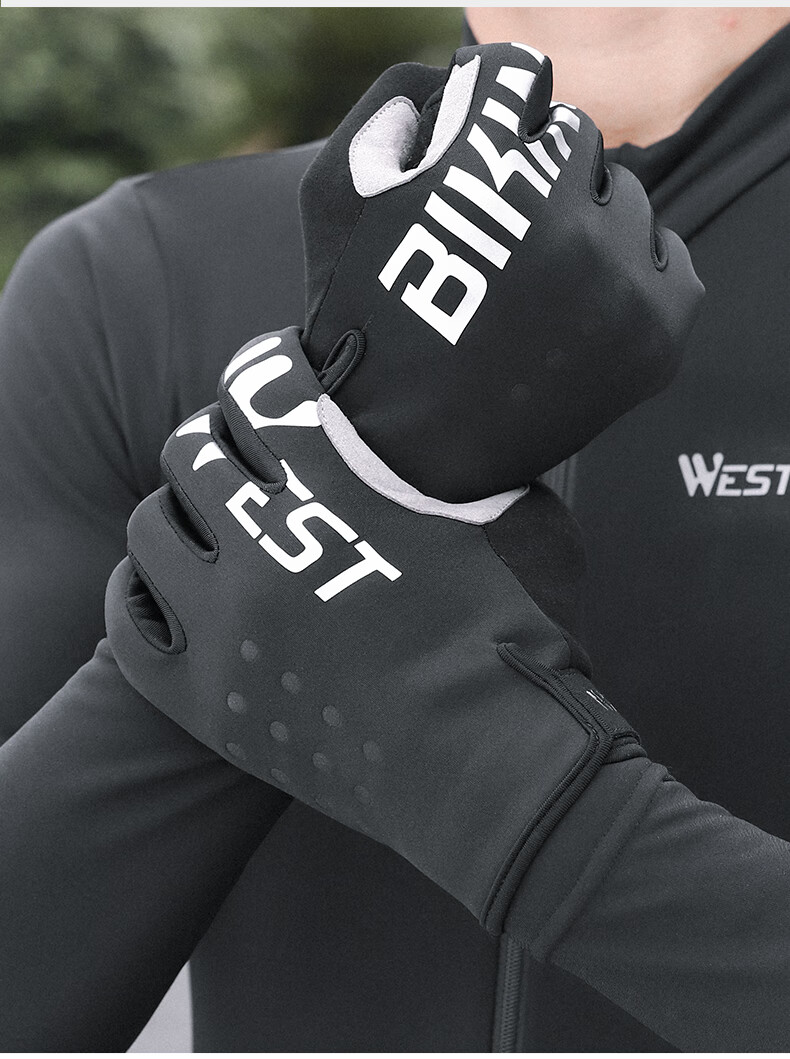 WestBiking Autumn And Winter Windproof Long Finger Gloves, Bicycle Anti-Slip Shock-Absorbing Outdoor Mountain And Road Bike Cycling Equipment M 11
