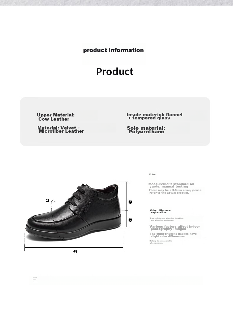 Aokang Casual Business Fleece-Lined Warm Cotton Shoes, Simple And Comfortable Cowhide Shoes for Men, Black, Size 39 8