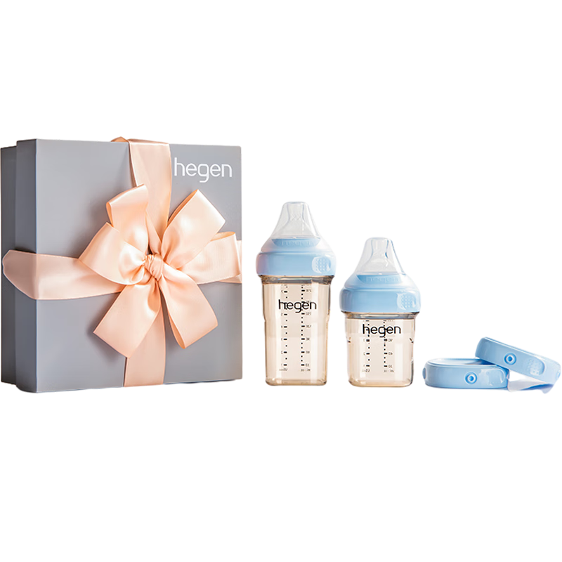 HEGEN Baby Bottle Set for 0-6 Months Newborns, PPSU 150ml+240ml with Storage Caps *2, Blue Gift Box